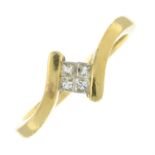 An 18ct gold square-cut diamond ring.