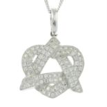 An 18ct gold pave-set diamond pendant, with 18ct gold chain.