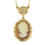 A cameo pendant necklace.