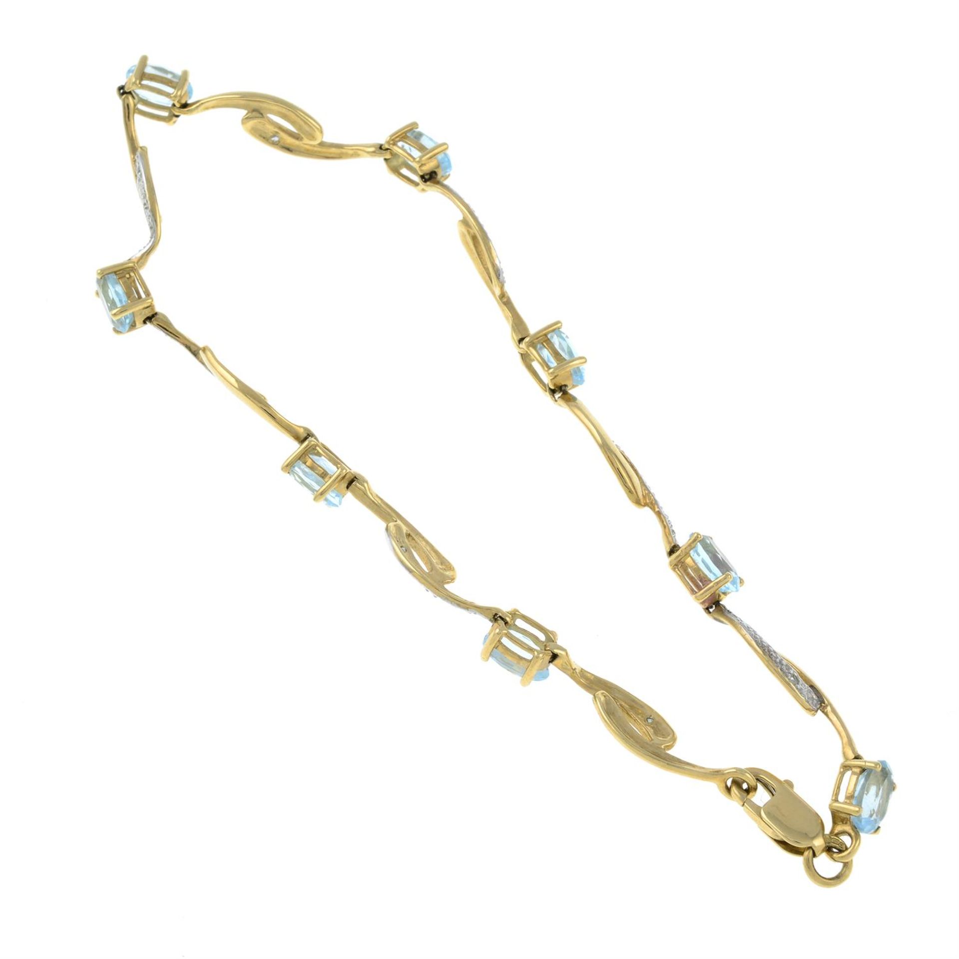 A 9ct gold topaz and pave-set diamond bracelet. - Bild 2 aus 2