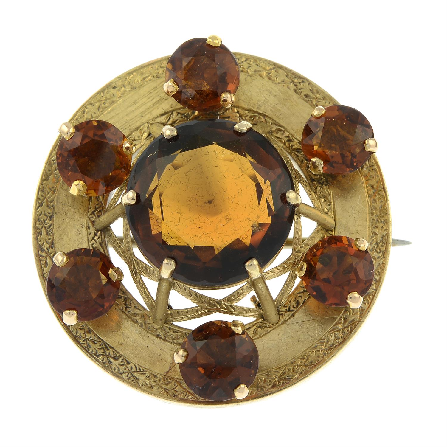 A late Victorian citrine brooch.
