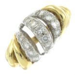 A 9ct gold brilliant-cut diamond dress ring.