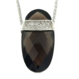 A smoky quartz and pave-set diamond pendant, with 18ct gold chain.