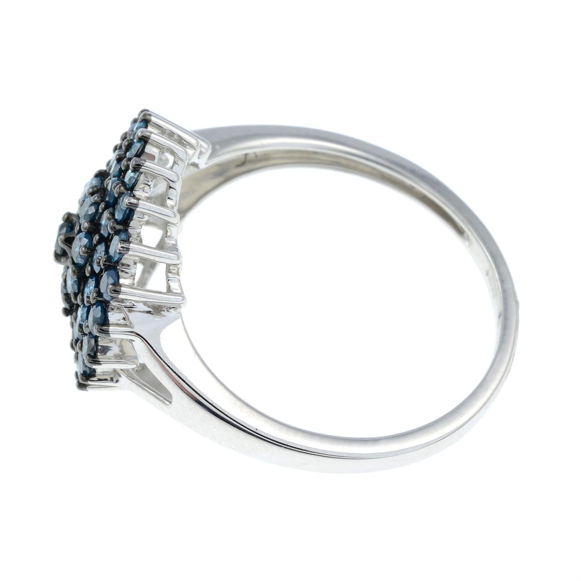 A 9ct gold colour-treated 'blue' diamond cluster ring. - Image 2 of 3