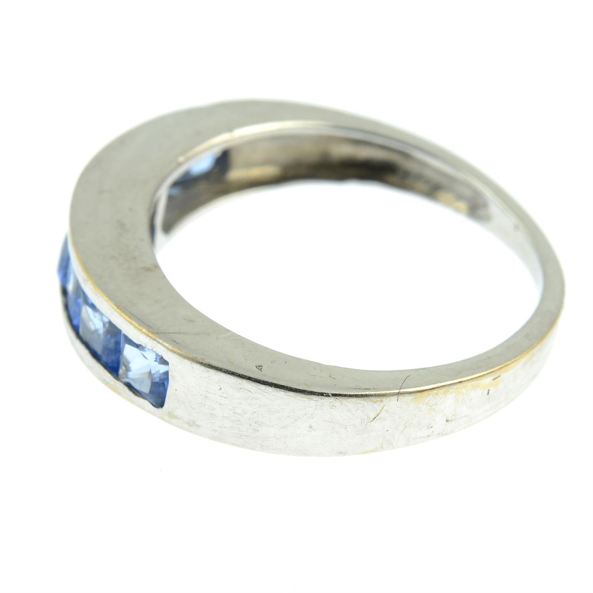 A synthetic blue spinel half eternity ring. - Image 2 of 3