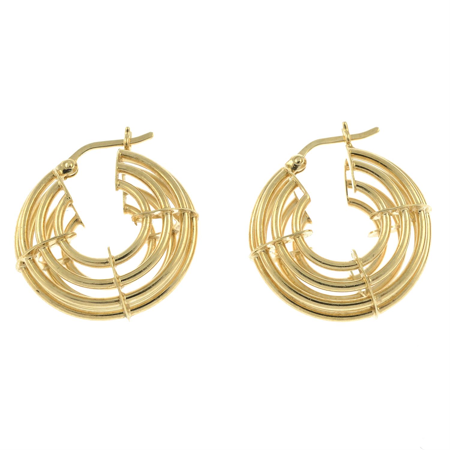 A pair of 9ct gold openwork hoop earrings.