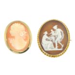 Two cameo brooches.