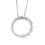 A brilliant-cut diamond hoop pendant, with chain.