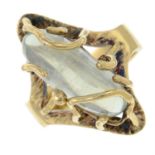 A 1970s 9ct gold moonstone cabochon dress ring.