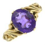 A 9ct gold amethyst single-stone ring.