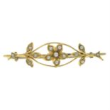 A late 19th century 15ct gold seed pearl floral brooch.