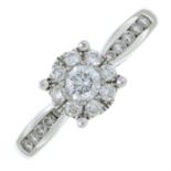 (57264) An 18ct gold diamond cluster ring.