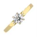 An 18ct gold diamond single-stone ring.