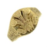 A 9ct gold signet ring, with prince of wales crest.