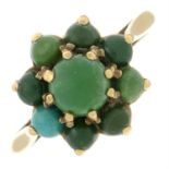 A 1960s 9ct gold turquoise cluster ring.
