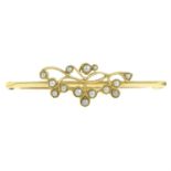 An early 20th century 15ct gold split pearl brooch.