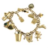 A charm bracelet, suspending thirteen charms.