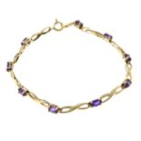 A 9ct gold amethyst bracelet.