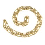 A 9ct gold figaro-link chain necklace.