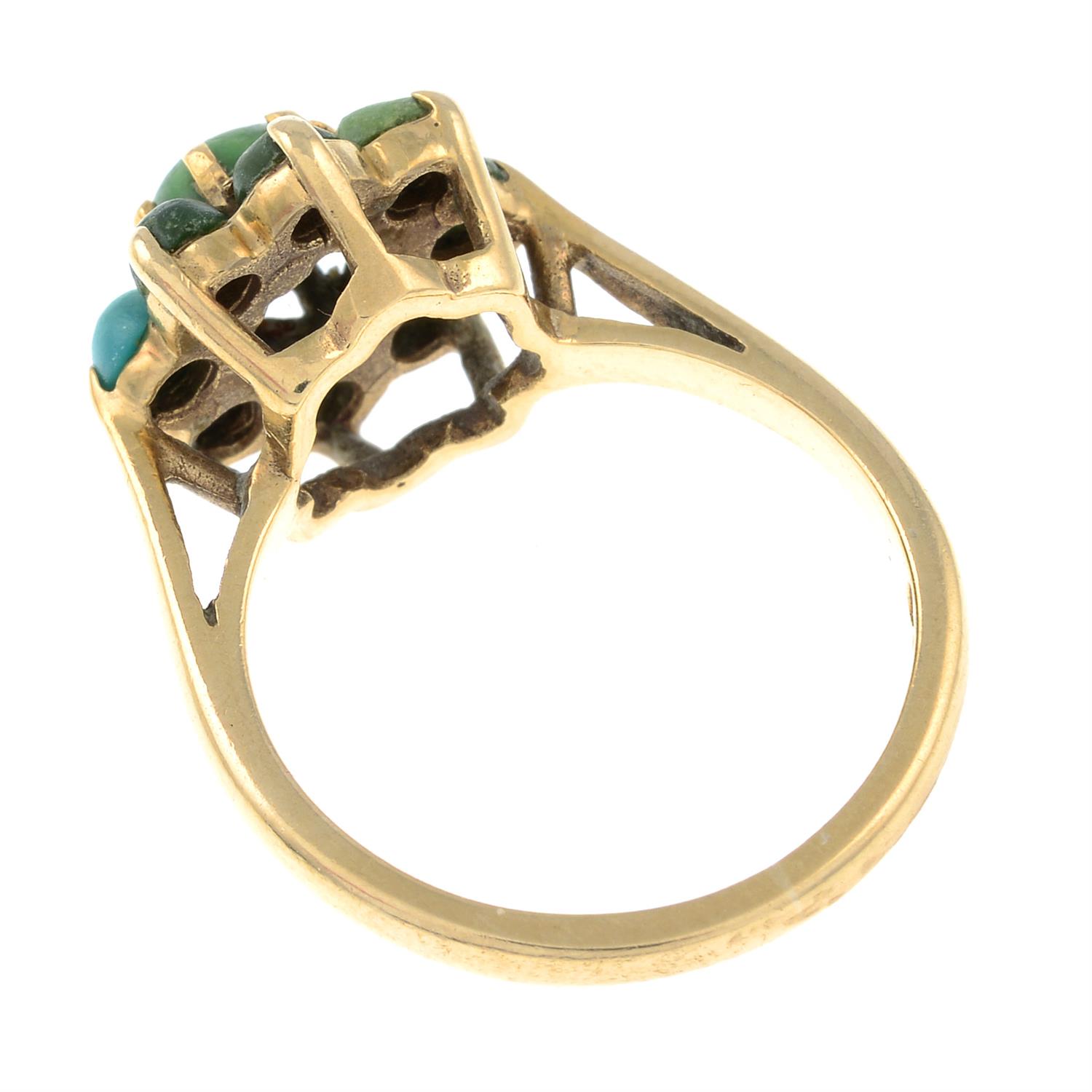 A 1960s 9ct gold turquoise cluster ring. - Bild 2 aus 2