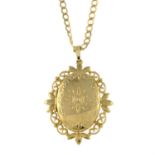A 9ct gold locket pendant, suspended from a 9ct gold chain.