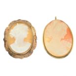 Two shell cameo brooches.