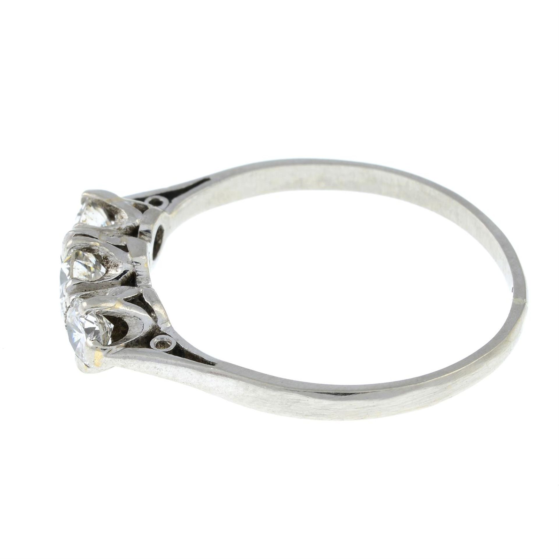 A brilliant-cut diamond three-stone ring. - Image 2 of 3
