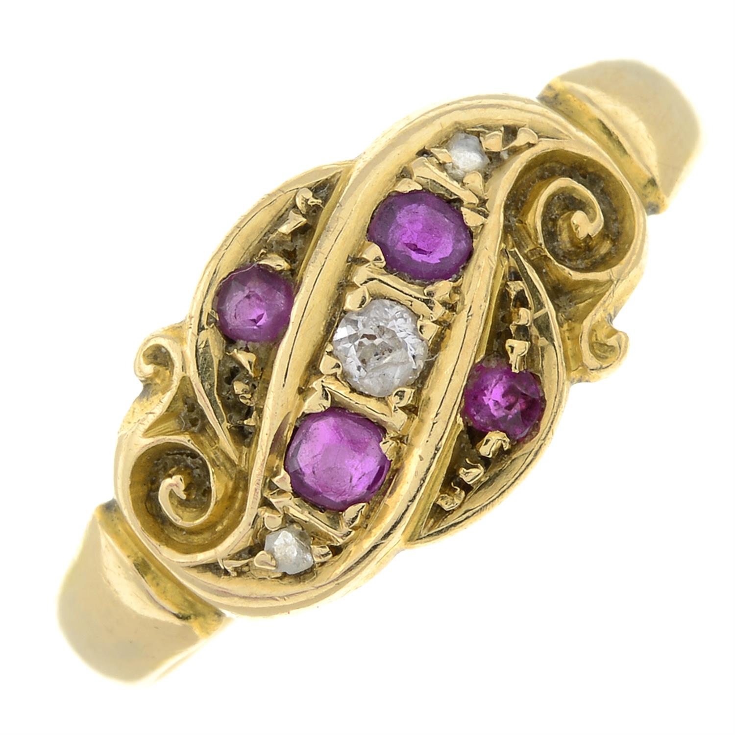 An Edwardian 18ct gold ruby and old-cut diamond ring.