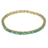 A 9ct gold emerald line bracelet