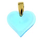 An 'Amoureuse Beaucoup' light blue glass heart-shaped pendant by Lalique.