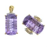 A 9ct gold amethyst and diamond pendant, together with a 9ct gold amethyst and zircon ring.