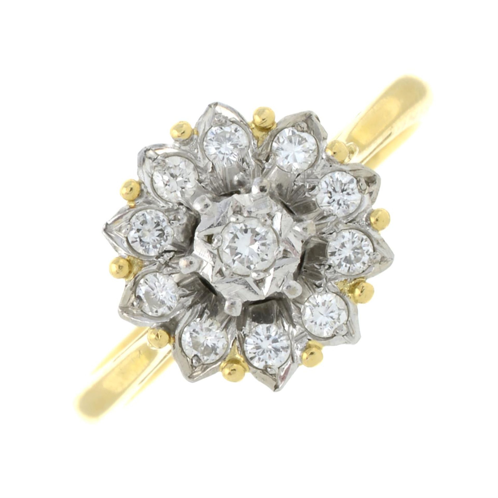 An 18ct gold diamond cluster ring