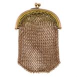 A late Victorian 9ct gold mesh coin purse.