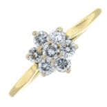 An 18ct gold diamond cluster ring.