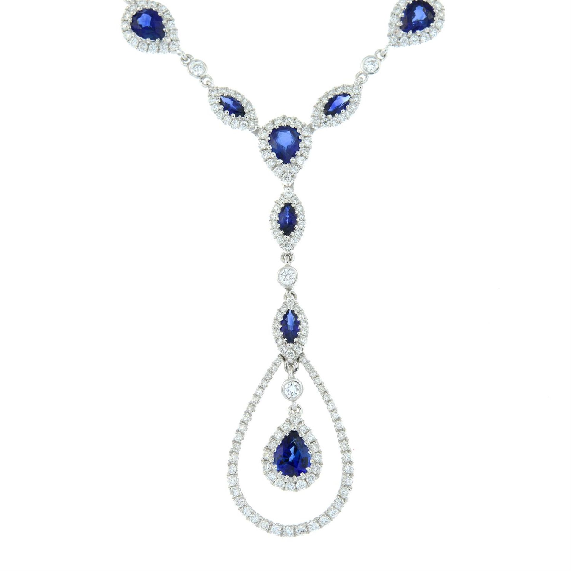 A sapphire and diamond necklace. - Image 3 of 3