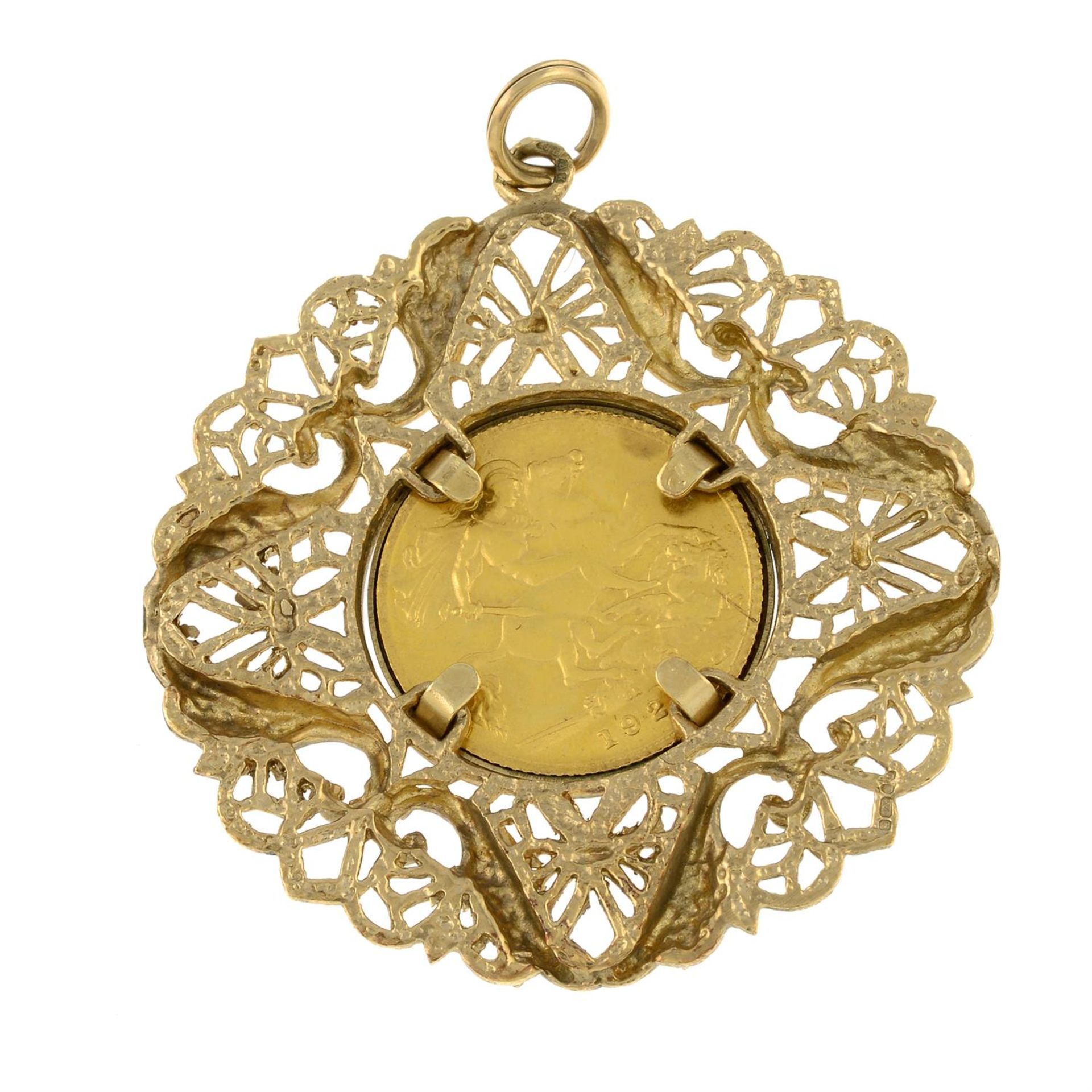 A 9ct gold mounted half sovereign pendant. - Image 2 of 2