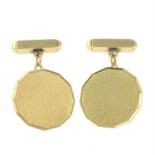 A pair of mid 20th century 9ct gold cufflinks.