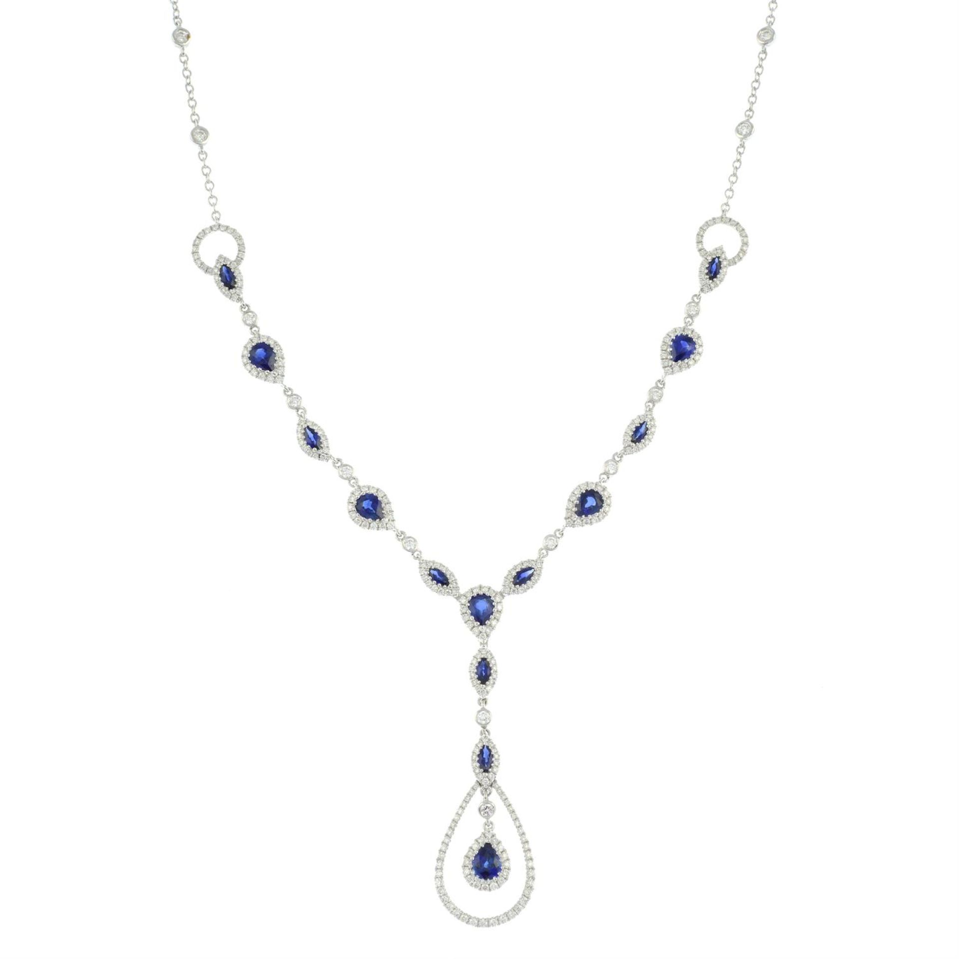 A sapphire and diamond necklace.