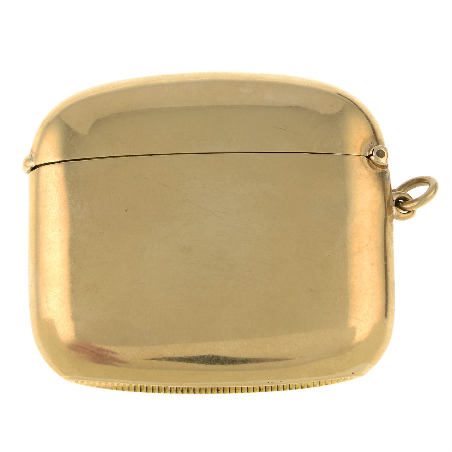 An early 20th century 9ct gold vesta case. - Bild 2 aus 3