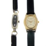 LONGINES - a gold plated wrist watch (11x22mm) with a Lorus wrist watch (22x26mm).