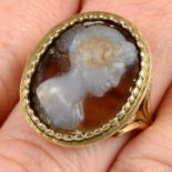 A 19th century 15ct gold sardonyx cameo ring.