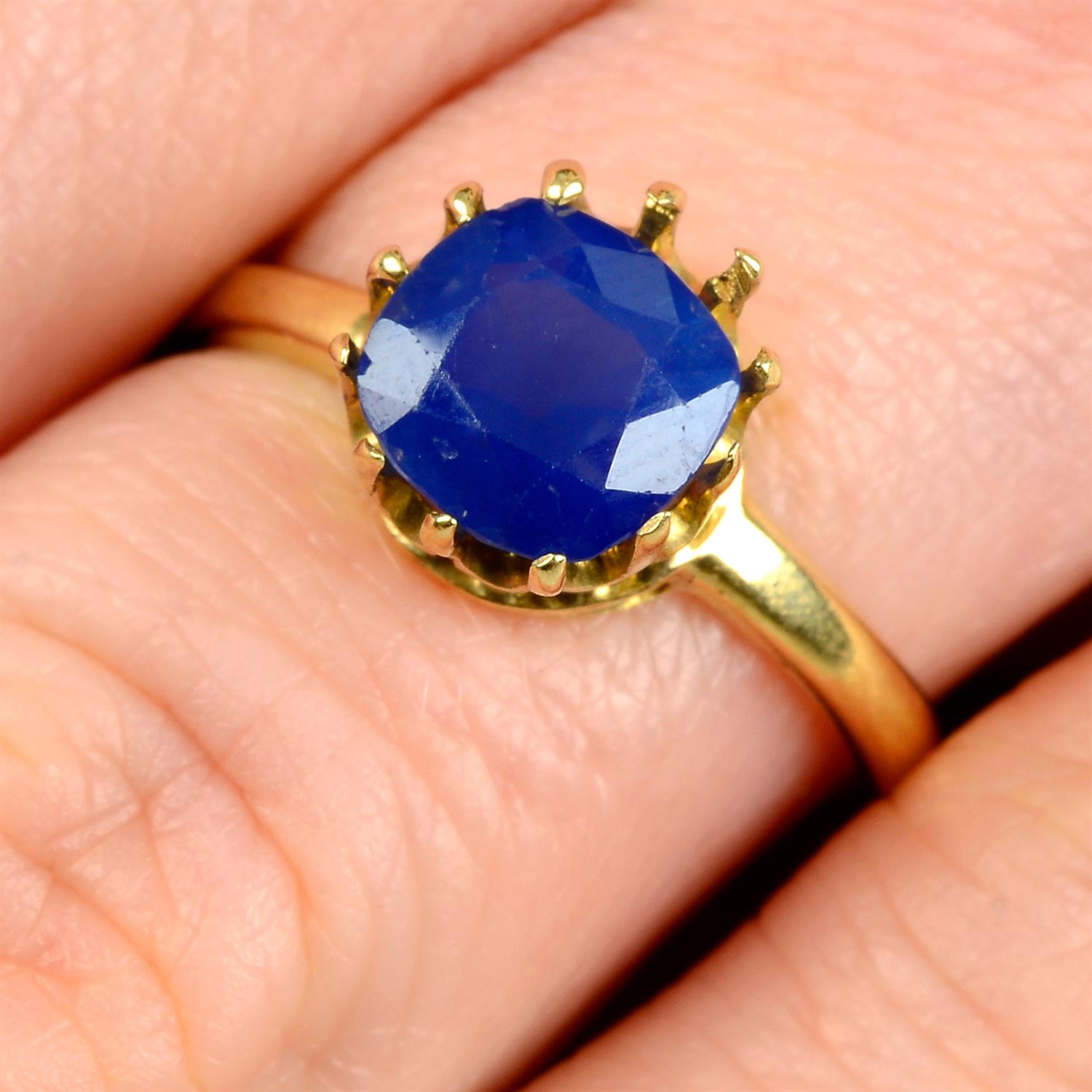 A Kashmir sapphire single-stone ring.