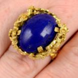 A 1960's 18ct gold lapis lazuli dress ring.