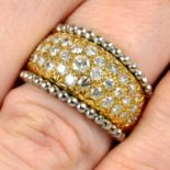 A bi-colour 18ct gold pavé-set diamond tapered band ring.