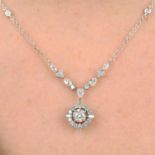 A brilliant-cut, marquise and pear-shape diamond necklace.