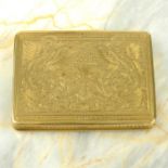 A 19th century 18ct gold card case with engraved griffin and floral decoration.