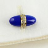 A pair of 18ct gold lapis lazuli and brilliant-cut diamond cufflinks, by Deakin & Francis.