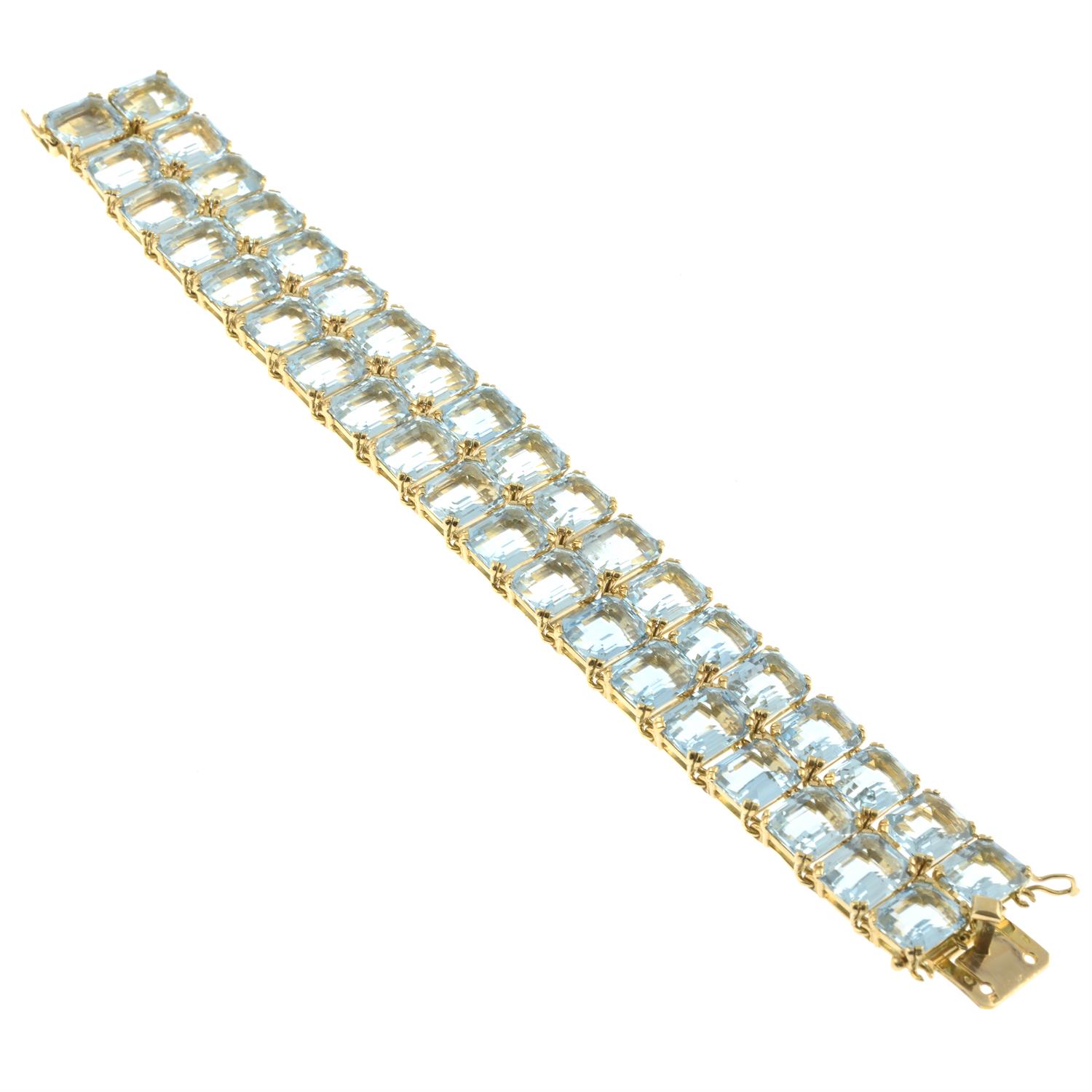 An aquamarine two-row bracelet. - Bild 3 aus 4