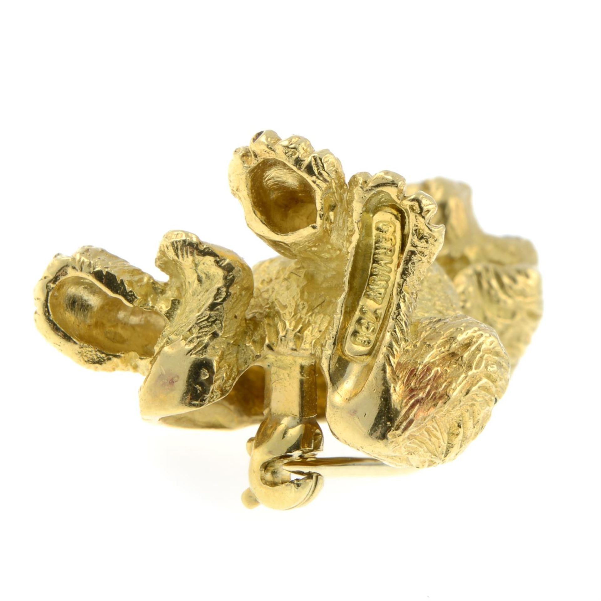 A puppy brooch, with sapphire eyes and brilliant-cut diamond hinged dog tag, by Tiffany & Co. - Image 5 of 6