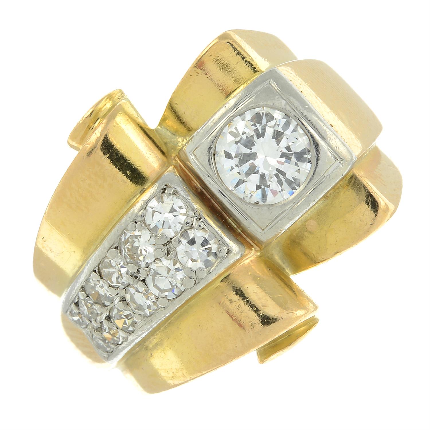 A mid 20th century 18ct gold diamond cocktail ring. - Bild 2 aus 7